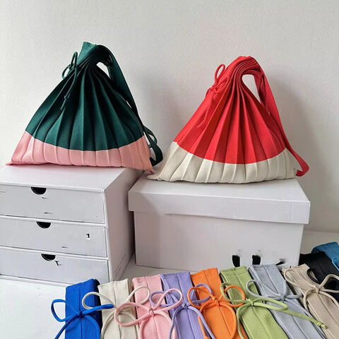 Novas bolsas de ombro de tecido de malha, sacola de compras, sacolas, bolsa de design dobrável, bolsa de mão de malha de mistura de cores