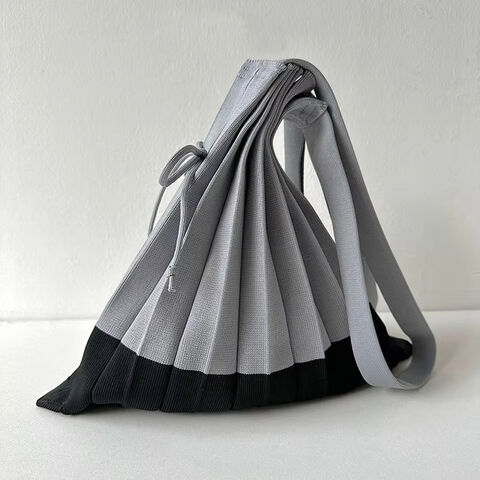 Novas bolsas de ombro de tecido de malha, sacola de compras, sacolas, bolsa de design dobrável, bolsa de mão de malha de mistura de cores