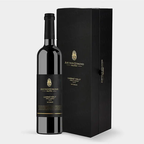 Boîtes d'emballage de luxe sur mesure en carton rigide noir mat pour ensembles de liqueurs, bouteilles de champagne, whisky, vin rouge, verre, coffret cadeau en papier