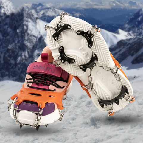 Crampones de Acero Inoxidable para Escalada en Nieve, Montañismo y Hielo, Reforzados y Antideslizantes, Cubrecalzado con Garras para Hielo
