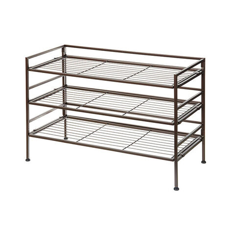Estantes para Sapatos, Prateleira de Armazenamento Empilhável Bronze Expansível Ajustável Organizador de Armazenamento de Sapateiras