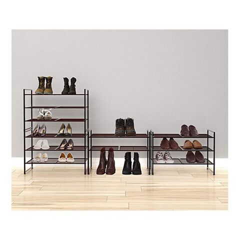 Estantes para Sapatos, Prateleira de Armazenamento Empilhável Bronze Expansível Ajustável Organizador de Armazenamento de Sapateiras