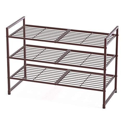 Estantes para Sapatos, Prateleira de Armazenamento Empilhável Bronze Expansível Ajustável Organizador de Armazenamento de Sapateiras