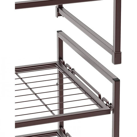 Estantes para Sapatos, Prateleira de Armazenamento Empilhável Bronze Expansível Ajustável Organizador de Armazenamento de Sapateiras