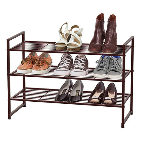Estantes para Sapatos, Prateleira de Armazenamento Empilhável Bronze Expansível Ajustável Organizador de Armazenamento de Sapateiras