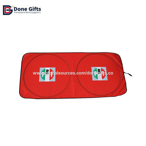 Pare-soleil Avant de Voiture avec Protection UV, Polyester Argenté, Double Cercle, Pare-brise Design Personnalisé