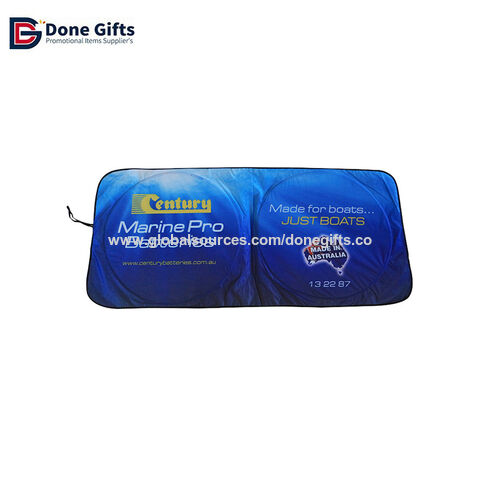 Pare-soleil Avant de Voiture avec Protection UV, Polyester Argenté, Double Cercle, Pare-brise Design Personnalisé