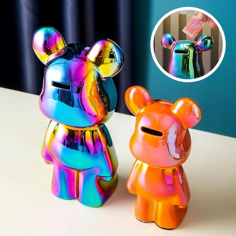Hucha de Cerámica para Niños y Adultos - Alcancía para Niñas y Niños - Decoración Oso de Amor Blanco - Decoración Moderna, Habitación Hypebeast