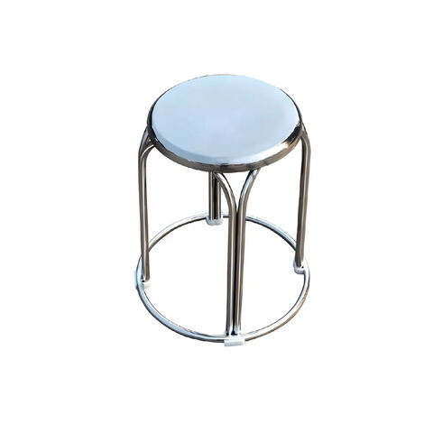 Vente en gros de chaises de cantine en métal rondes en acier inoxydable, tabourets de bar