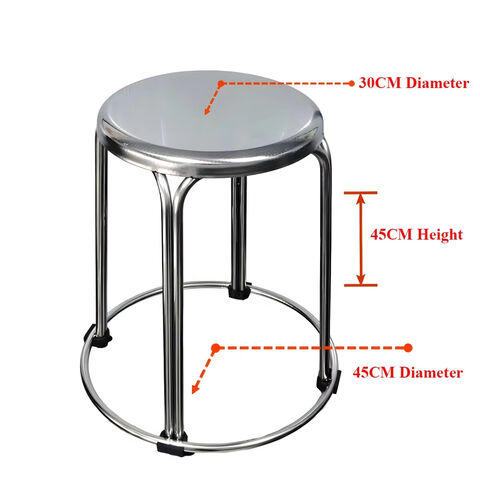 Vente en gros de chaises de cantine en métal rondes en acier inoxydable, tabourets de bar