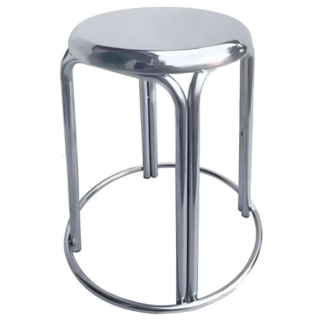 Vente en gros de chaises de cantine en métal rondes en acier inoxydable, tabourets de bar