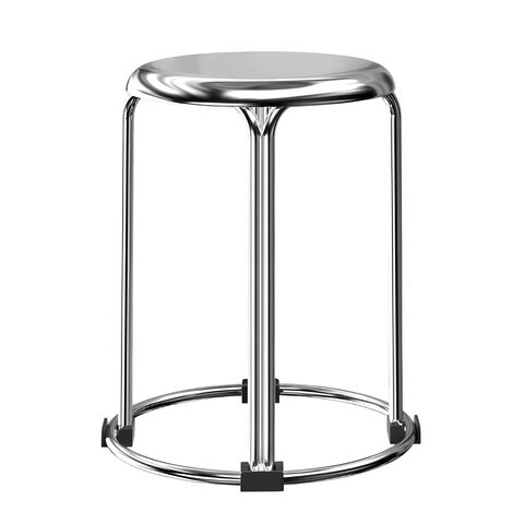 Vente en gros de chaises de cantine en métal rondes en acier inoxydable, tabourets de bar