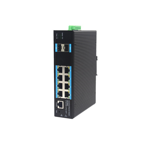Conmutador POE de red estable y de alta eficiencia de grado industrial gestionado con ocho puertos eléctricos de doble fibra Gigabit