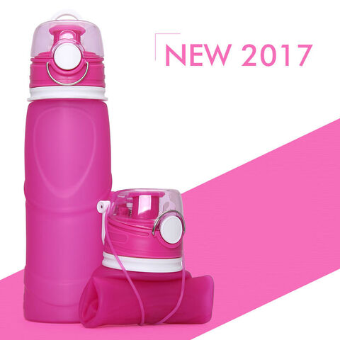 Neue 2,2L Half Gallon Wasserflasche mit Aufbewahrungshülle und Deckel mit Strohhalm, BPA-frei, modische faltbare Silikon-Wasserflasche