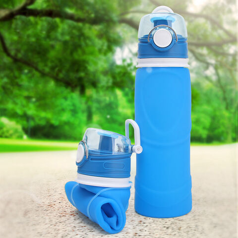 Neue 2,2L Half Gallon Wasserflasche mit Aufbewahrungshülle und Deckel mit Strohhalm, BPA-frei, modische faltbare Silikon-Wasserflasche