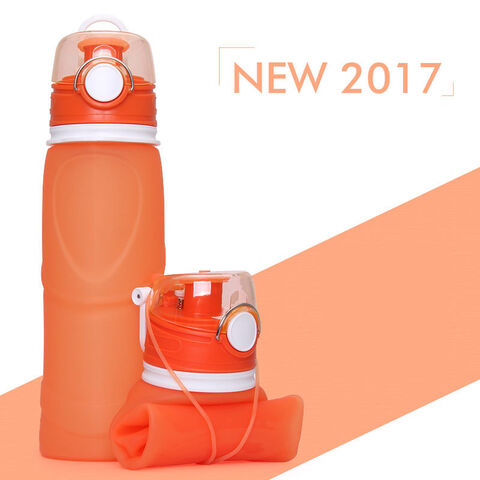Neue 2,2L Half Gallon Wasserflasche mit Aufbewahrungshülle und Deckel mit Strohhalm, BPA-frei, modische faltbare Silikon-Wasserflasche