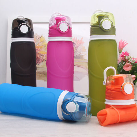 Neue 2,2L Half Gallon Wasserflasche mit Aufbewahrungshülle und Deckel mit Strohhalm, BPA-frei, modische faltbare Silikon-Wasserflasche
