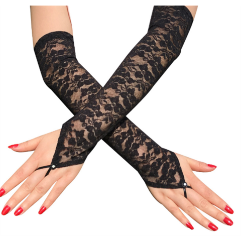 Guantes de lentejuelas para mujer, guantes de encaje para novia, venta de flores