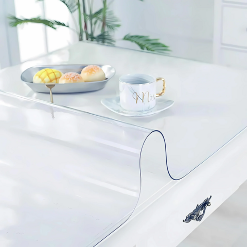 Wasserdichter Vinyl-Tischschutz für Küche, 1,5 mm Dicke, Transparente PVC-Tischdecke nach Maß