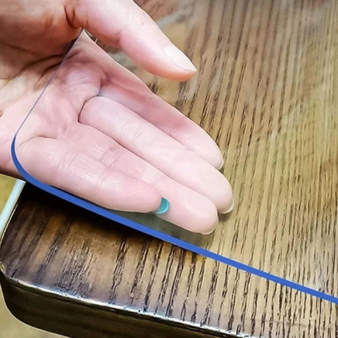 Wasserdichter Vinyl-Tischschutz für Küche, 1,5 mm Dicke, Transparente PVC-Tischdecke nach Maß