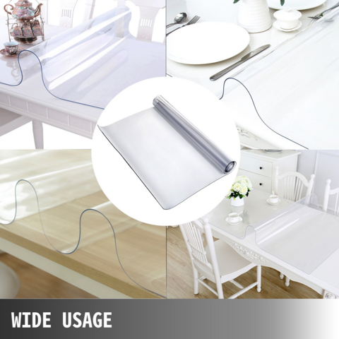 Wasserdichter Vinyl-Tischschutz für Küche, 1,5 mm Dicke, Transparente PVC-Tischdecke nach Maß