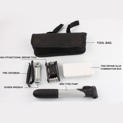 Mini Bomba Multiherramienta para Bicicleta, Kit de Reparación de Bicicletas Multifunción