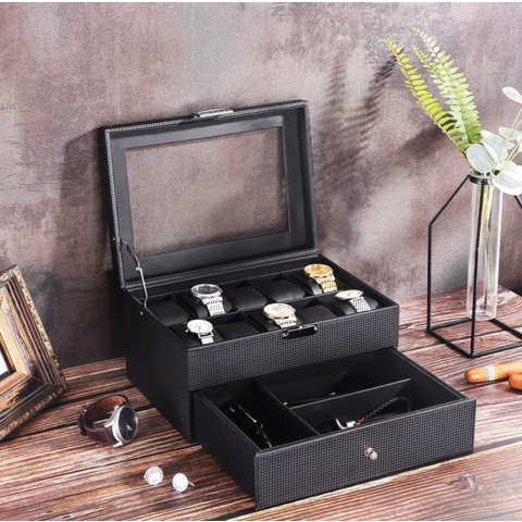 Organizador de Estuche para Caja de Relojes de Hombre. Estuche de Joyería para Relojes de Cuero.