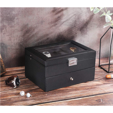 Organizador de Estuche para Caja de Relojes de Hombre. Estuche de Joyería para Relojes de Cuero.