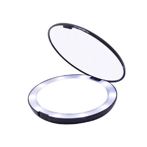 Cermin rias portabel bersertifikat CE BSCI, 1X + 5X, cermin LED bertenaga baterai