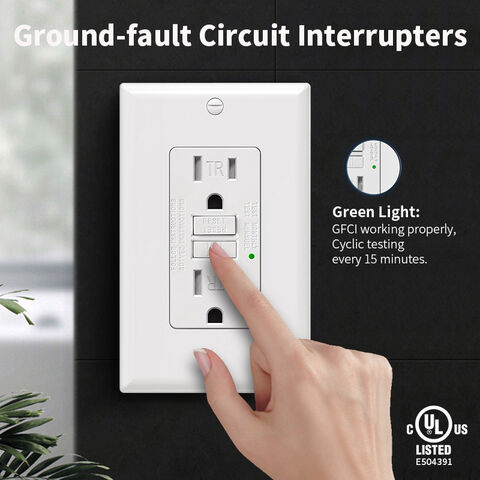 Tomadas elétricas decorativas de parede dos EUA com logotipo colorido personalizado, suporte para tomada GFCI preta com TR para melhorias domésticas