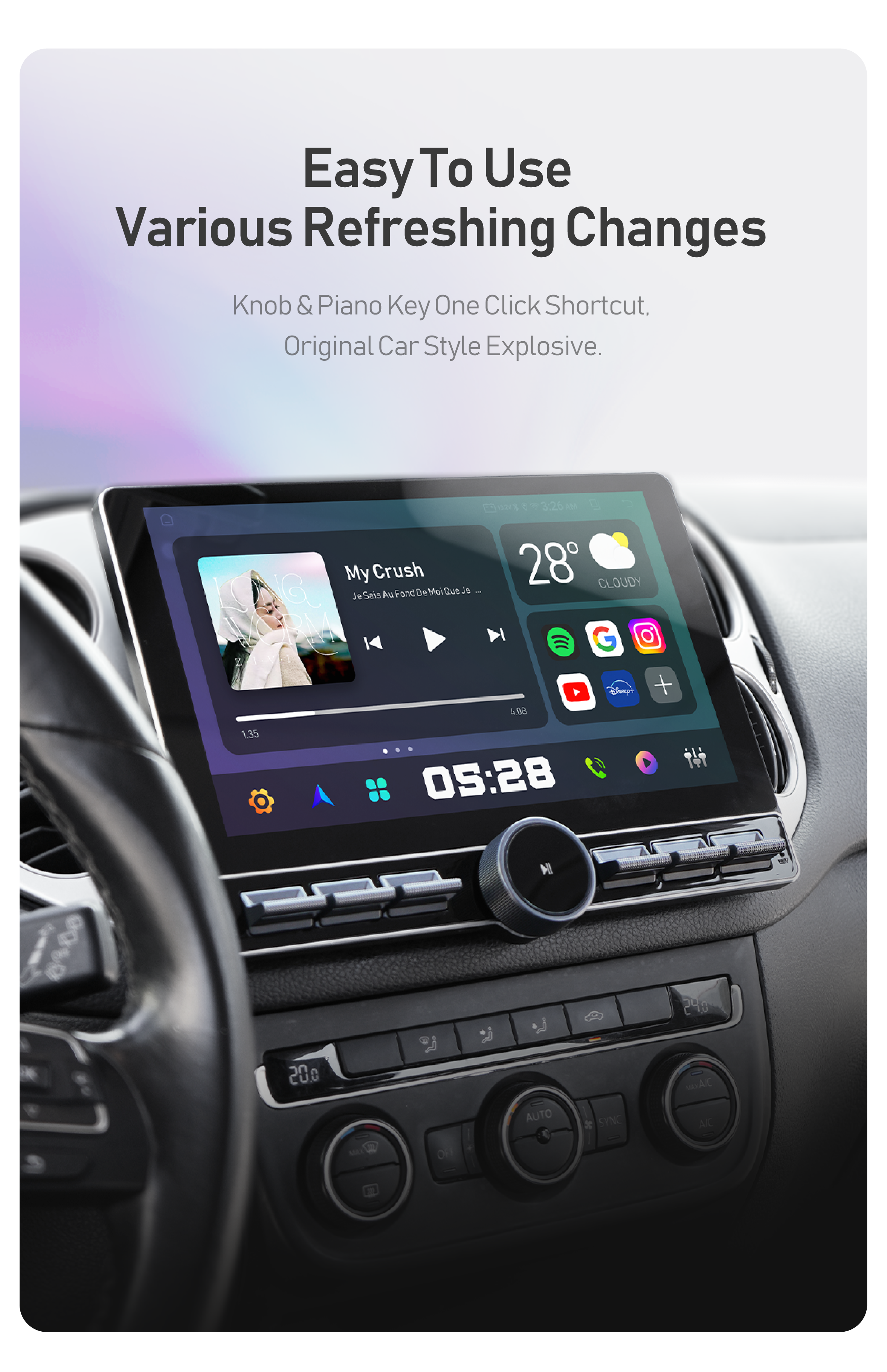 Diamond Android Display Diamond Series Single Knob Piano Botton Universal Car Android ...