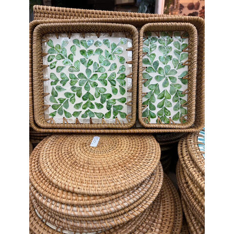 Bandeja de servir de rattan feita à mão por atacado do Vietname para uso diário na cozinha