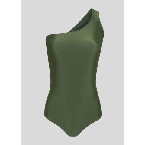 Maillot de bain basique une épaule couleur unie pour femmes
