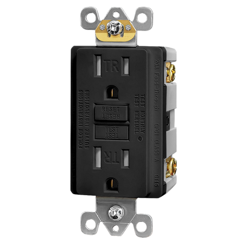 Tomadas elétricas decorativas de parede dos EUA com logotipo colorido personalizado, suporte para tomada GFCI preta com TR para melhorias domésticas