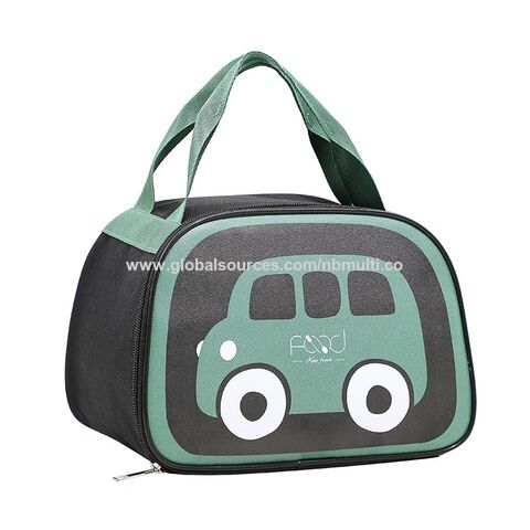 Nova Lancheira Infantil com Design de Ônibus de Desenho Animado, Impressão Colorida, Isolamento Térmico, Bolsa Térmica para Almoço