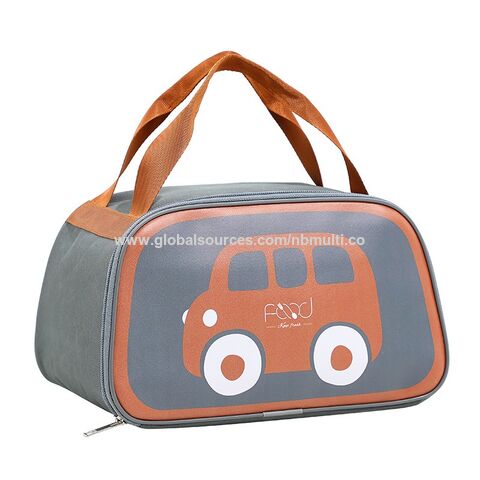 Nova Lancheira Infantil com Design de Ônibus de Desenho Animado, Impressão Colorida, Isolamento Térmico, Bolsa Térmica para Almoço