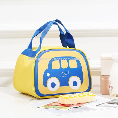 Nova Lancheira Infantil com Design de Ônibus de Desenho Animado, Impressão Colorida, Isolamento Térmico, Bolsa Térmica para Almoço