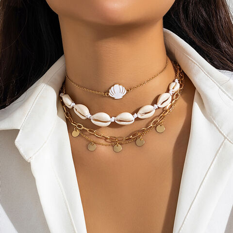 Collar bohemio de perlas de imitación para fiestas, collar vintage con cuentas de estrella de mar y concha, conjunto de gargantilla, juegos de joyería de conchas