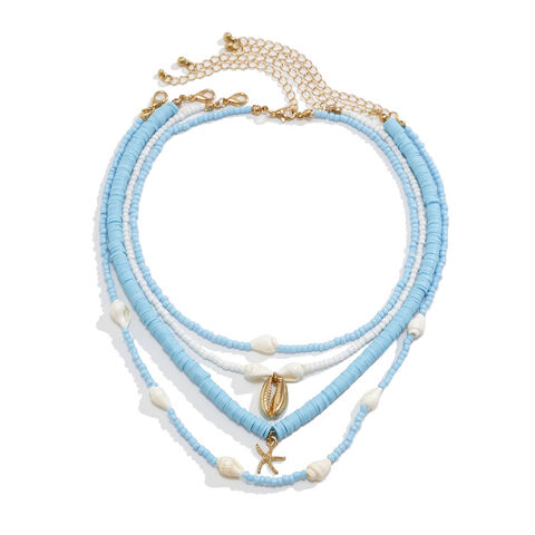 Collar bohemio de perlas de imitación para fiestas, collar vintage con cuentas de estrella de mar y concha, conjunto de gargantilla, juegos de joyería de conchas