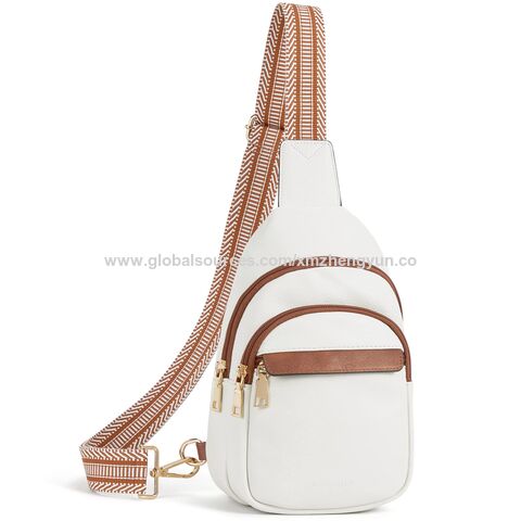 Kleine Sling Bag für Damen, Leder Crossbody Bags, Gürteltasche, Brusttasche für Reisen mit GEWEBE MIT GRS