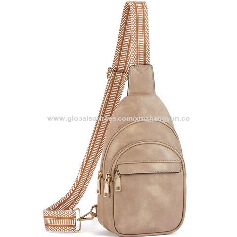 Kleine Sling Bag für Damen, Leder Crossbody Bags, Gürteltasche, Brusttasche für Reisen mit GEWEBE MIT GRS