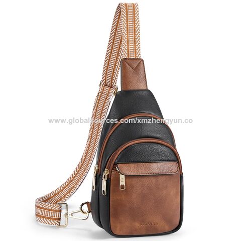 Kleine Sling Bag für Damen, Leder Crossbody Bags, Gürteltasche, Brusttasche für Reisen mit GEWEBE MIT GRS