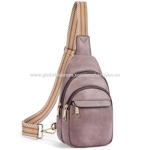 Kleine Sling Bag für Damen, Leder Crossbody Bags, Gürteltasche, Brusttasche für Reisen mit GEWEBE MIT GRS