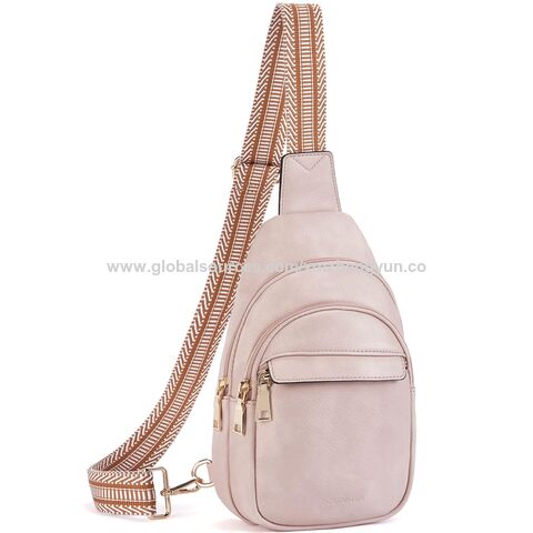 Kleine Sling Bag für Damen, Leder Crossbody Bags, Gürteltasche, Brusttasche für Reisen mit GEWEBE MIT GRS