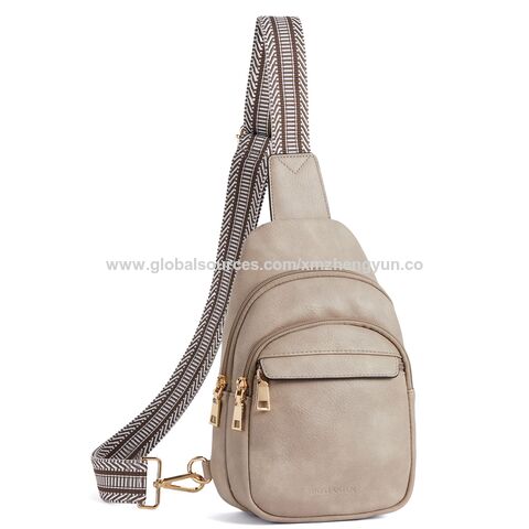 Kleine Sling Bag für Damen, Leder Crossbody Bags, Gürteltasche, Brusttasche für Reisen mit GEWEBE MIT GRS