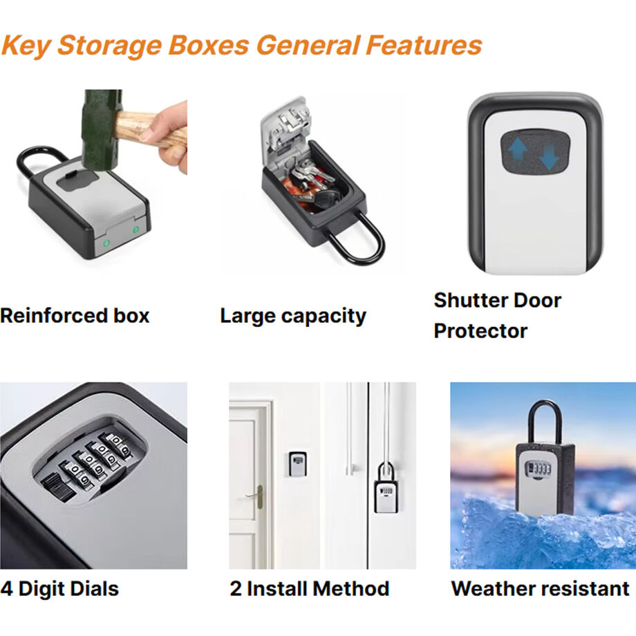 Key Storage Safe Box 4 Digit Combination Lock Detachable Dual Open U ...
