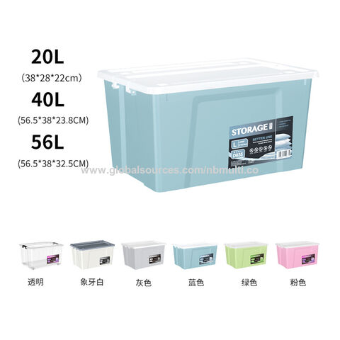 Boîte de rangement en plastique multicolore 20L 40L 56L avec roues pour la maison, vêtements, jouets, couette, papeterie pour enfants, boîte de rangement organisateur