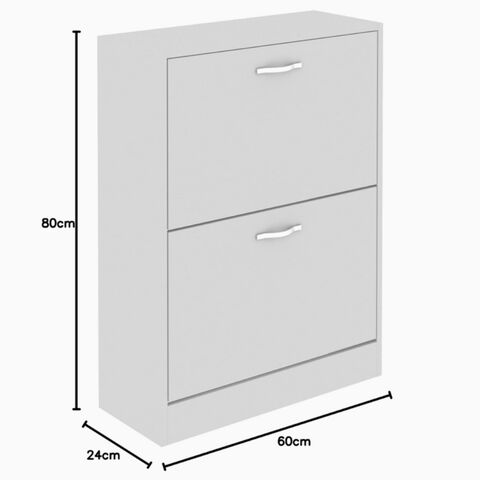 Zapatero de 2 Cajones, Organizador de Almacenamiento de Zapatos, Mueble de Madera con Apertura Abatible, Color Blanco (Blanco)