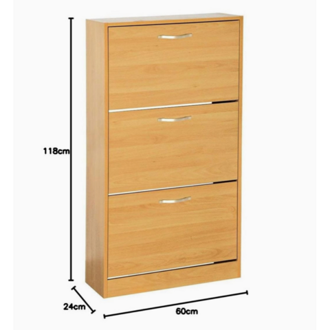 Zapatero de 3 Cajones, Organizador de Almacenamiento de Zapatos, Mueble de Madera con Apertura Abatible, Color Blanco (pino)