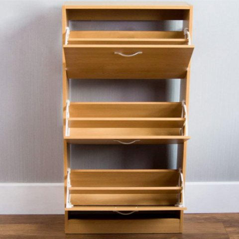 Zapatero de 3 Cajones, Organizador de Almacenamiento de Zapatos, Mueble de Madera con Apertura Abatible, Color Blanco (pino)